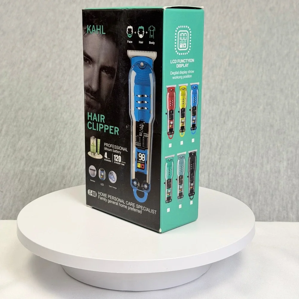 KAHL LT-808 Professional Hair Clipper Cordless LED Display Blue Face Hair Body
